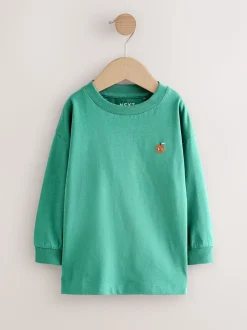 Broderie Nourriture Minéraux Personnage - Lot de 4 t-shirts imprimés graphiques à manches longues (3mois-7ans)