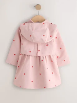 Broderie rose - Manteau boutonné résistant à la douche (3mois-7ans)