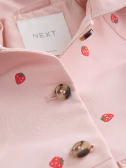 Broderie rose - Manteau boutonné résistant à la douche (3mois-7ans)