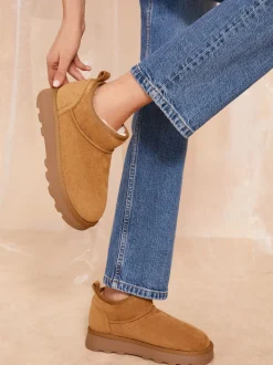 Bronzage naturel - Friends Like These Bottes en daim douillette doublées de fausse fourrure