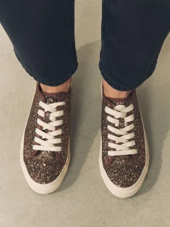 Bronze à paillettes - Baskets à lacets Forever Comfort® style baseball à paillettes