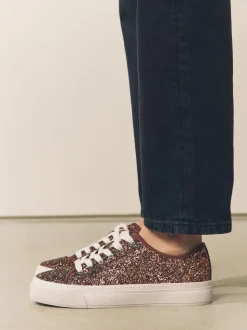 Bronze à paillettes - Baskets à lacets Forever Comfort® style baseball à paillettes