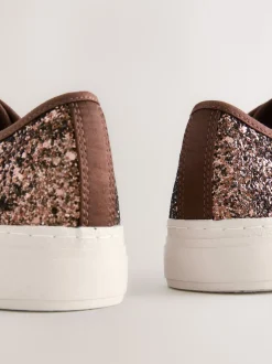 Bronze à paillettes - Baskets à lacets Forever Comfort® style baseball à paillettes