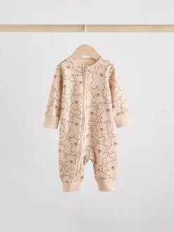 Brown/Marine - Lot de 3 dors-bien bébé en coton sans pieds à fermeture éclair bidirectionnelle (0mois-3ans)