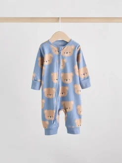 Brown/Marine - Lot de 3 dors-bien bébé en coton sans pieds à fermeture éclair bidirectionnelle (0mois-3ans)