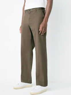 Brun clair - Coupe ample - Pantalon chino stretch