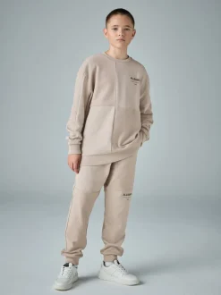 Brun clair - Ensemble sweat-shirt et joggings smALLSAINTS Underground oversize à empiècement texturé