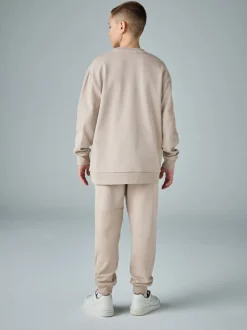 Brun clair - Ensemble sweat-shirt et joggings smALLSAINTS Underground oversize à empiècement texturé