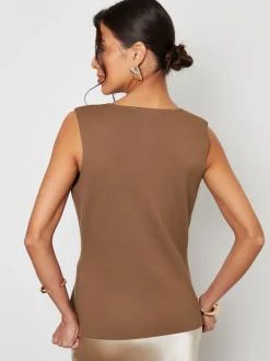 Brun clair - Gilet Threadbare en maille côtelée