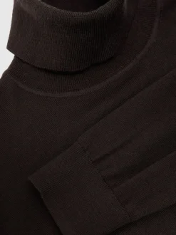 Brun foncé - Pull Reiss Caine en laine mérinos à col roulé