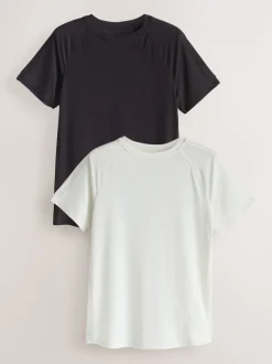 Brun/Crème - Lot de 2 T-shirts Active à manches courtes à Col rond