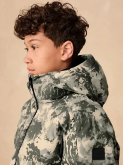 Camoflauge gris - Manteau rembourré doublé en micropolaire Résistant à la douche (3-17ans)