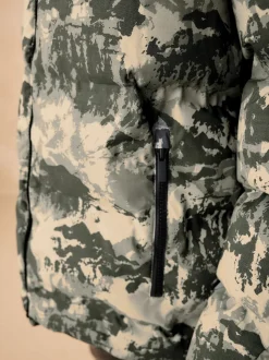 Camoflauge gris - Manteau rembourré doublé en micropolaire Résistant à la douche (3-17ans)