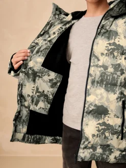 Camoflauge gris - Manteau rembourré doublé en micropolaire Résistant à la douche (3-17ans)