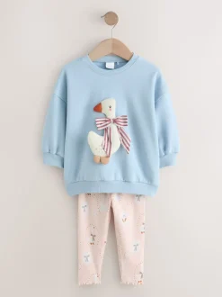 Canard bleu à nœud - Sweatshirt & Leggings (3mths-7yrs)