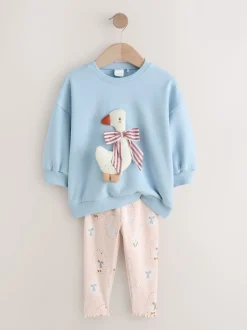 Canard bleu à nœud - Sweatshirt & Leggings (3mths-7yrs)
