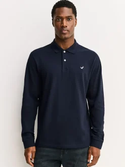 Canard bleu marine - Polo à manches longues en piqué