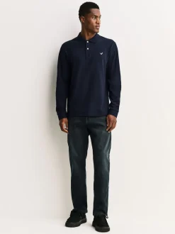 Canard bleu marine - Polo à manches longues en piqué