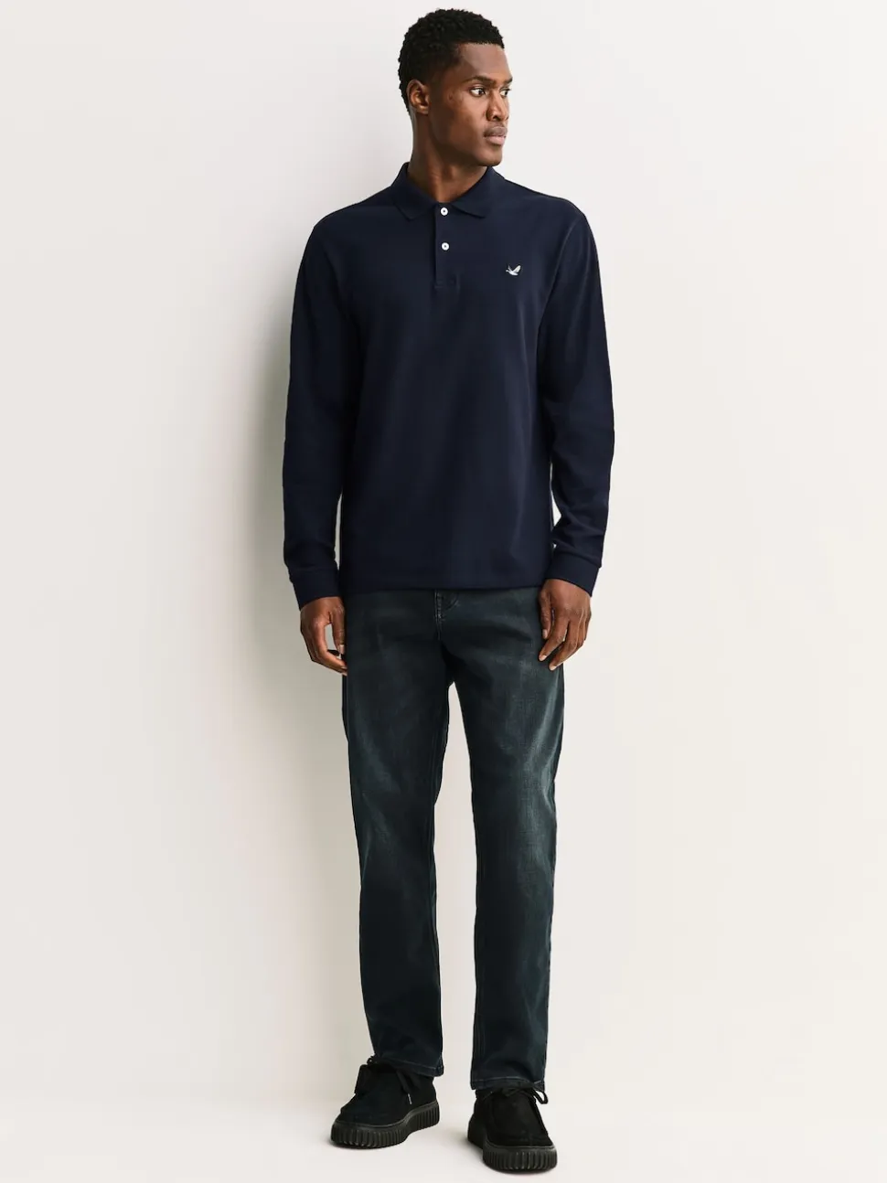 Canard bleu marine - Polo à manches longues en piqué