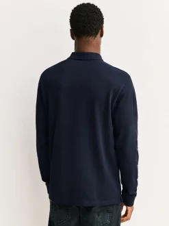 Canard bleu marine - Polo à manches longues en piqué