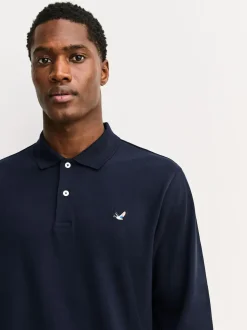 Canard bleu marine - Polo à manches longues en piqué