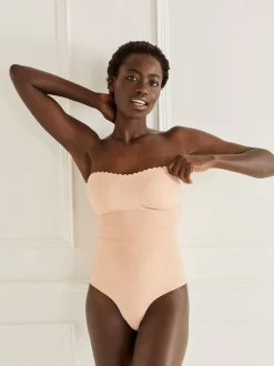 Caramel Nude - Dentelle de contrôle du ventre ferme Portez votre propre de soutien-gorge slip