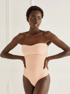 Caramel Nude - Dentelle de contrôle du ventre ferme Portez votre propre de soutien-gorge slip