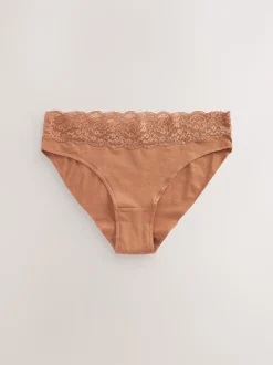 Caramel Nude - Lot de 4 culottes en coton et dentelle