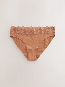 Caramel Nude - Lot de 4 culottes en coton et dentelle