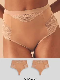 Caramel Nude - Tongs taille haute légers et modelants pour le contrôle de l'abdomen 2 Pack