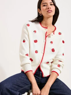 Cardigan Friends Like These tomate brodé