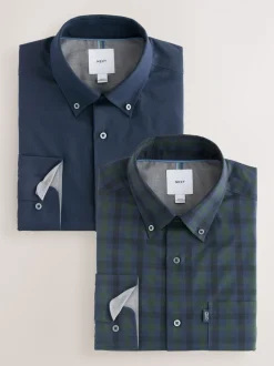 Carreaux Blackwatch bleu marine/vert - Lot de 2 chemises Oxford à manches longues