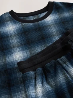 Carreaux bleu marine - Ensemble pyjama Motionflex confortable à manches longues et poignets