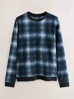 Carreaux bleu marine - Ensemble pyjama Motionflex confortable à manches longues et poignets