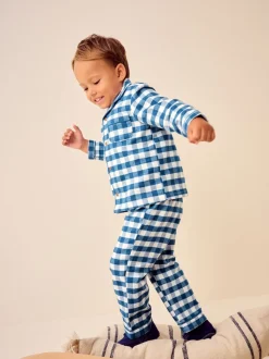 Carreaux bleu/blanc - Pyjama boutonné (9 mois-10 ans)
