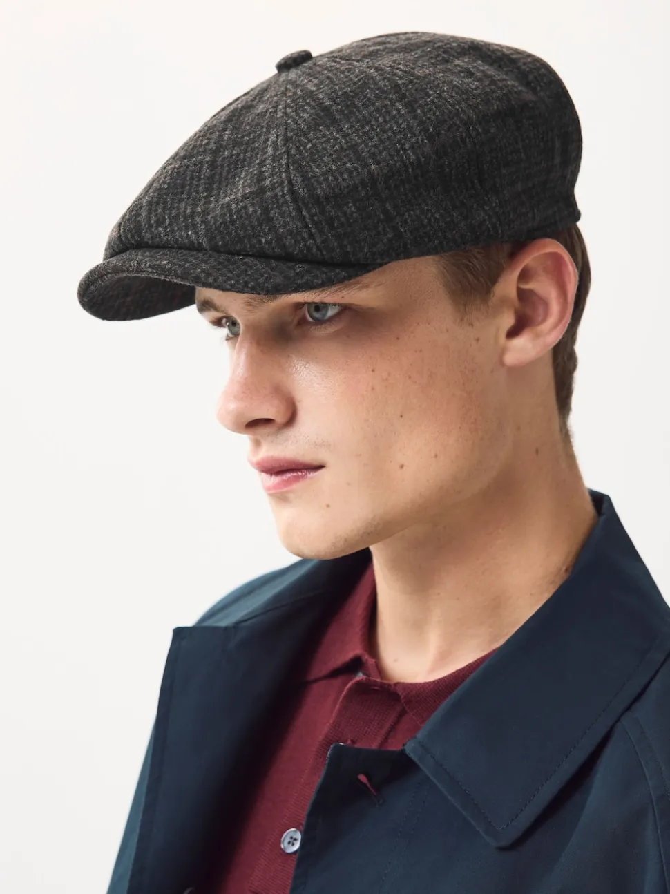 Carreaux gris foncé - Chapeau de garçon de baker