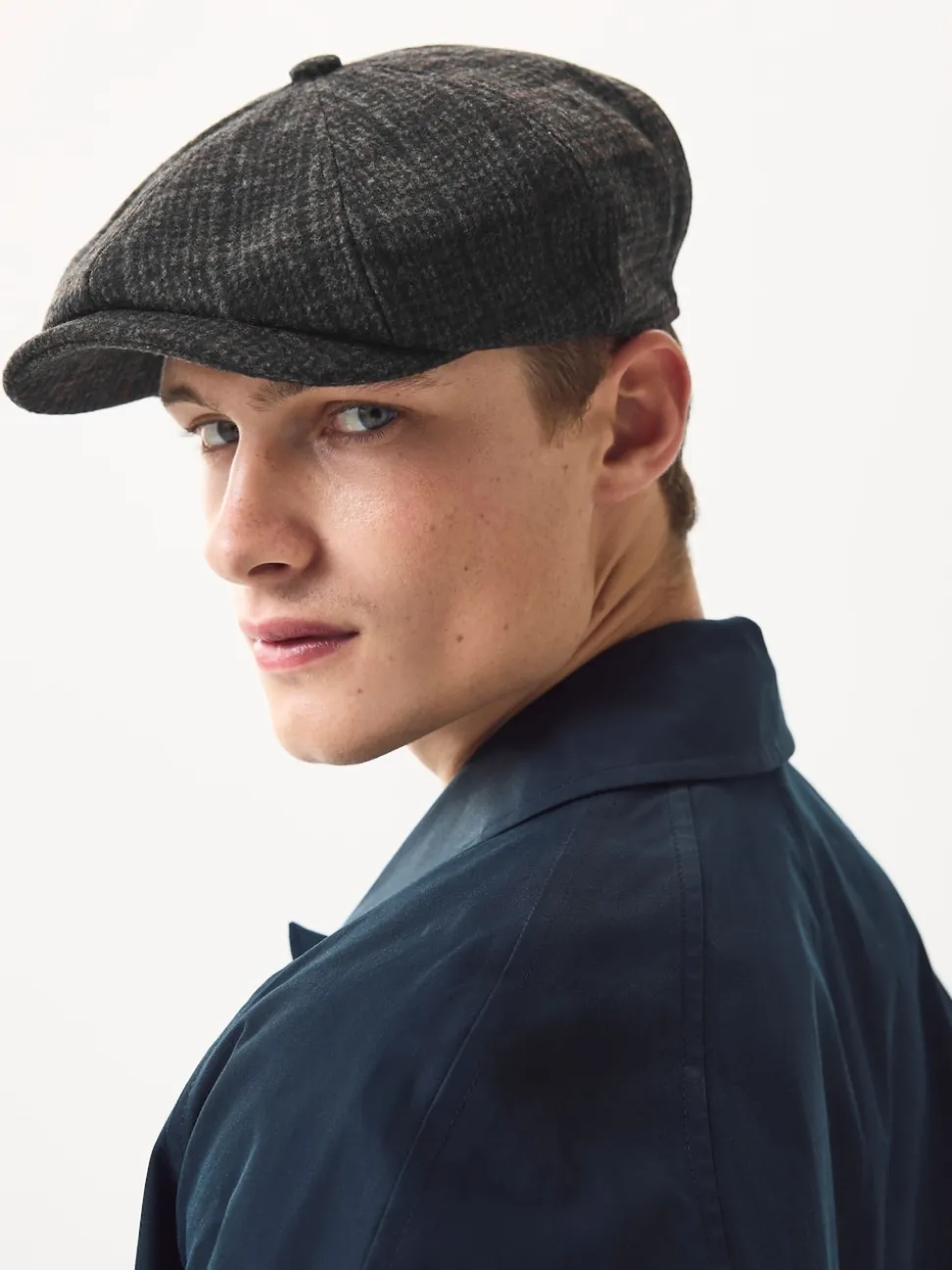 Carreaux gris foncé - Chapeau de garçon de baker