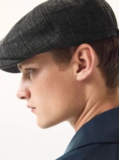 Carreaux gris foncé - Chapeau de garçon de baker