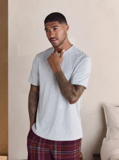 Carreaux gris/rouge bordeaux - Pyjama confortable à manches courtes Motionflex