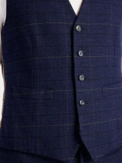 Carreaux noirs bleu marine - Habillé - Gilet de costume MOSS