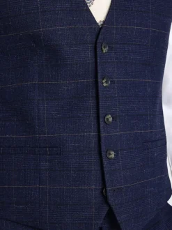 Carreaux noirs bleu marine - Ajusté - Gilet de costume MOSS