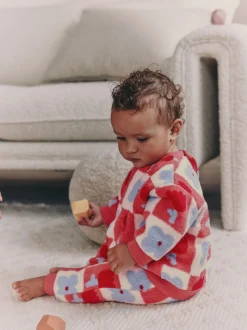 Carreaux rouge/violet - Ensemble de Hauts et Leggings en polaire Bébé 2 pièces (0mois-2ans)