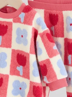 Carreaux rouge/violet - Ensemble de Hauts et Leggings en polaire Bébé 2 pièces (0mois-2ans)