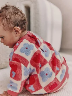 Carreaux rouge/violet - Ensemble de Hauts et Leggings en polaire Bébé 2 pièces (0mois-2ans)