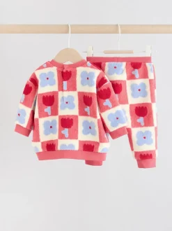 Carreaux rouge/violet - Ensemble de Hauts et Leggings en polaire Bébé 2 pièces (0mois-2ans)