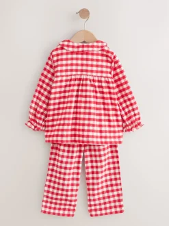 Carreaux vichy rouge / blanc - Pyjama Bouton à travers tissé (9mths-11yrs)