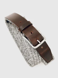 Ceinture Reiss Welling en toile avec bordure en cuir