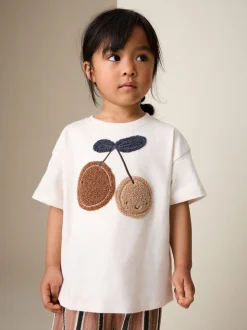 Cerise écru/brun - Ensemble haut à manches courtes et pantalon barillet (3mois-7ans)