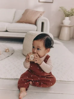 Cerise marron - Ensemble 2 pièces avec salopette matelassée et body bébé (0mois-3ans)