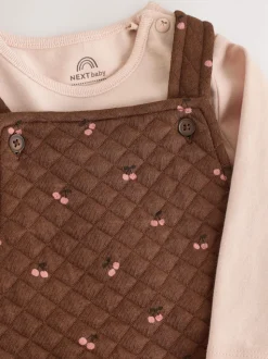 Cerise marron - Ensemble 2 pièces avec salopette matelassée et body bébé (0mois-3ans)